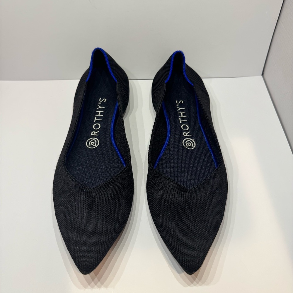 Rothy's Women's The Point Black Knit Pointed Toe Slip On Ballet
Flats Size 9.5